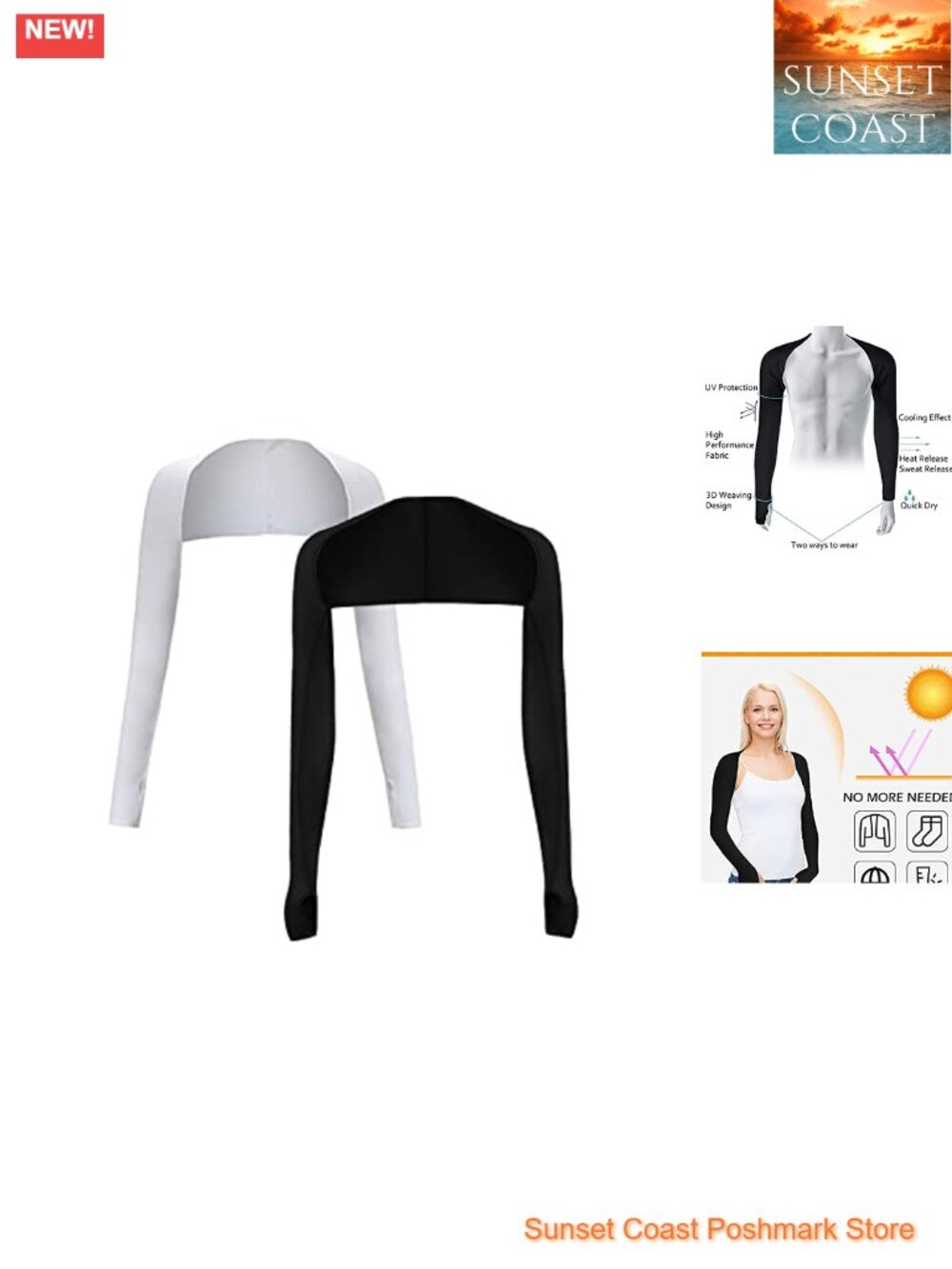 UV Protection Arm Sleeves with Finger Holes 2-Pack Cooling Shawl for Golf